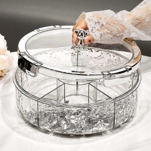 Elegantní průhledná mísa na pochutiny s víkem