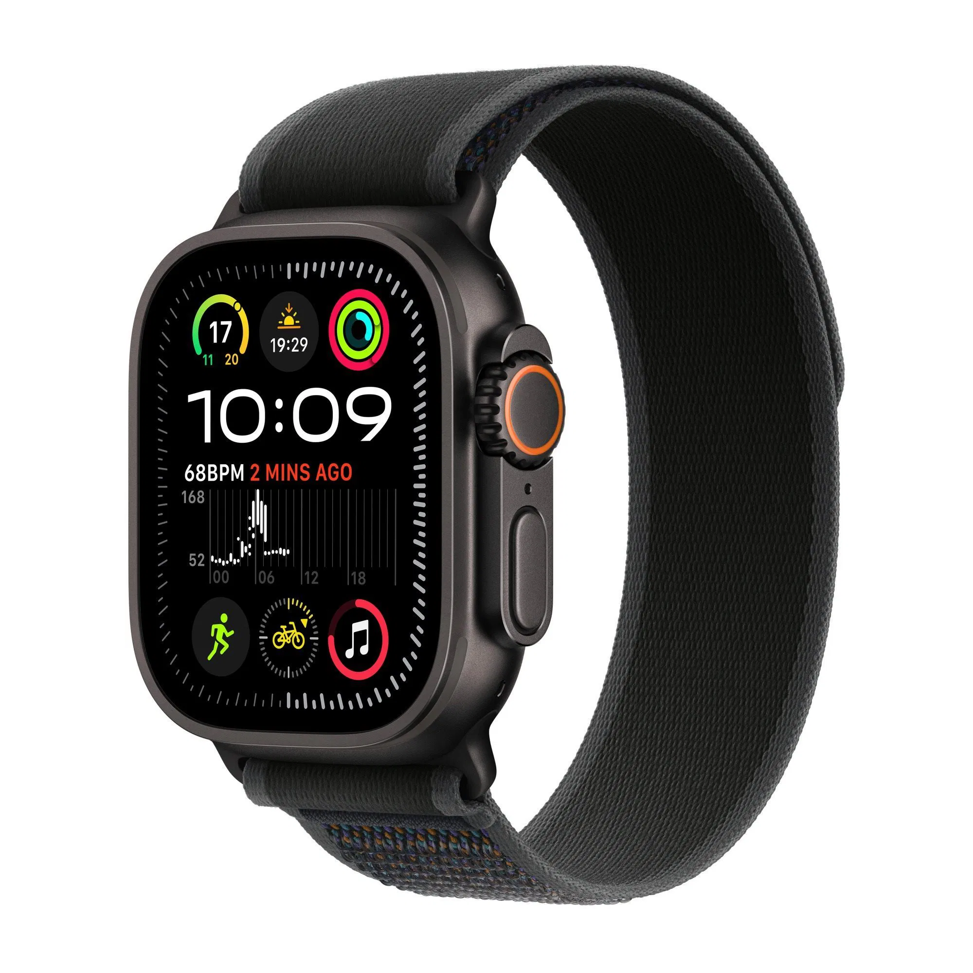 Apple Watch Ultra 2 49mm Černý titan s černým trailovým tahem - M/L