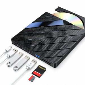 Externí DVD mechanika + 4portový USB hub se čtečkou SD karet a USB-C portem