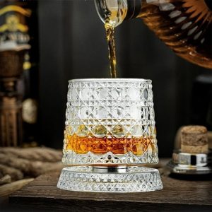 Křišťálová sklenice na whisky s otáčecím dnem